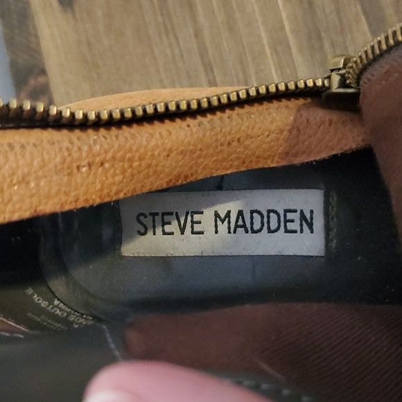 Tan Nubuck (leather) Steve Madden Zip-Up Ankle Booties - Picture 7 of 8